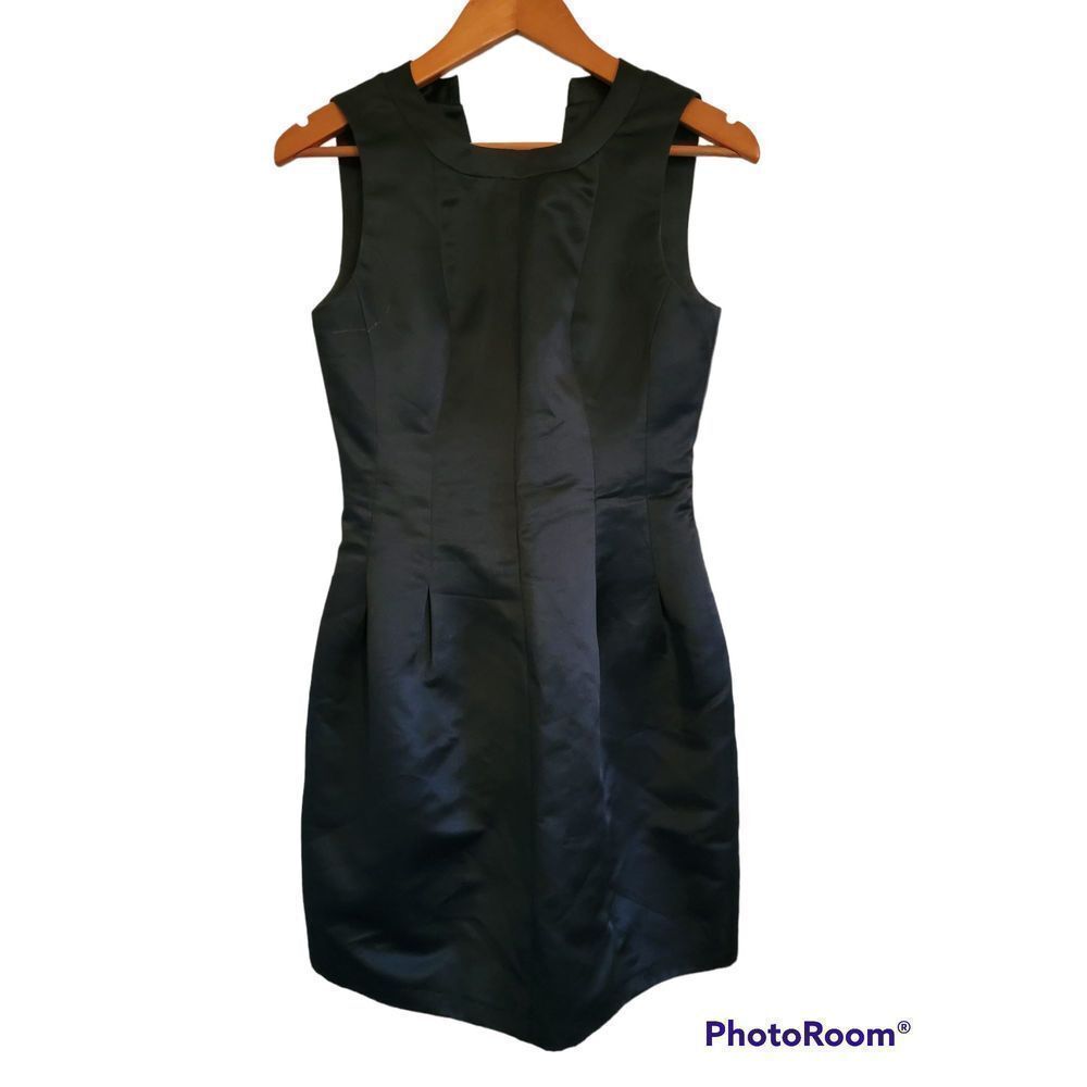 SuiteBlanco Satin Black Sleeveless Dress Sz M